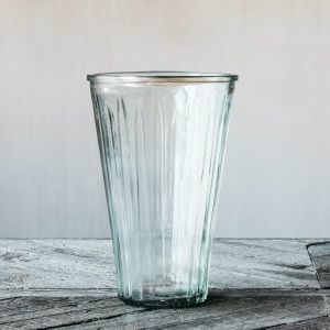 Tall Grooved Glass Vase