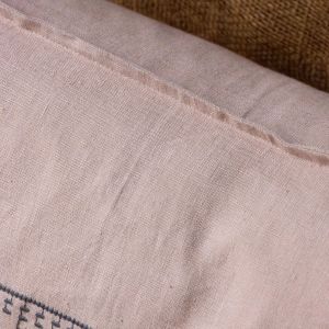 Malva Pink Linen with Grey Embroidery Rectangular Cushion