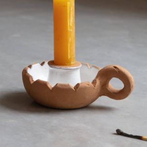 Clay and White Candle Holder
