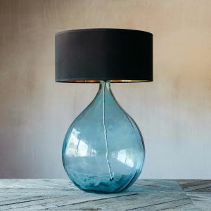 Extra Large Round Light Blue Glass Lamp
