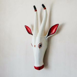 Wooden Painted Cow Head