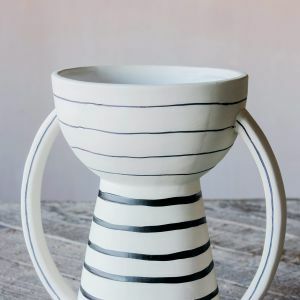 Round Handle Pinstripe Vase
