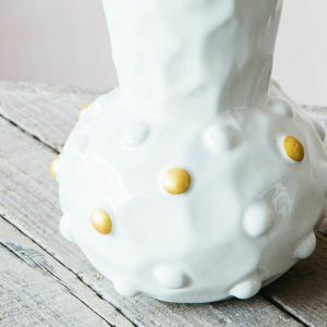 Gold and White Dot Funnel Vase