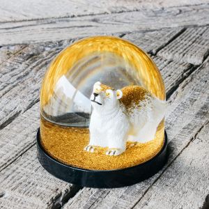 Gold Polar Bear Snow Globe