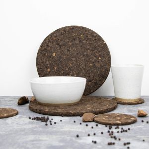 Set of Four Smoked Cork Round Placemats