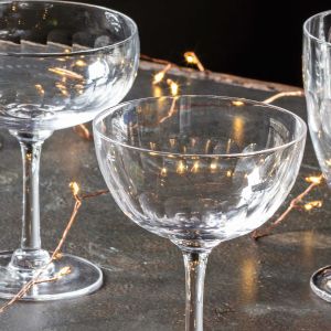 Set of Six Lens Crystal Champagne Coupes
