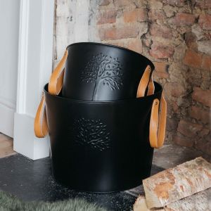Set of Two Embossed Tree Buckets