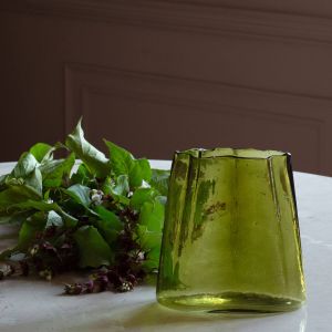 Wide Green Glass Vase