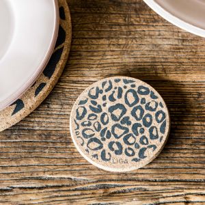 Cork Grey Leopard Print Placemat and Coaster