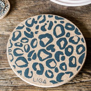 Cork Grey Leopard Print Placemat and Coaster