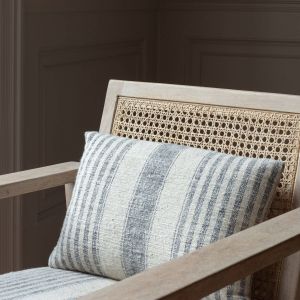 Laurel Blue and White Striped Cane Armchair