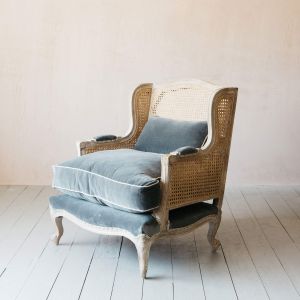 Caden Cane Grey Velvet Armchair