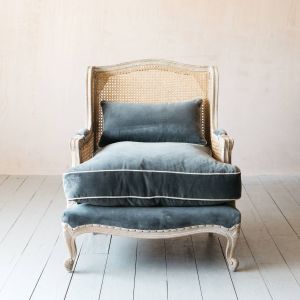 Caden Cane Grey Velvet Armchair