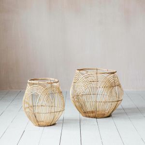 Set of Two Round Rattan Baskets