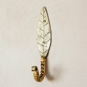 Antique Brass and Cane Leaf Hook