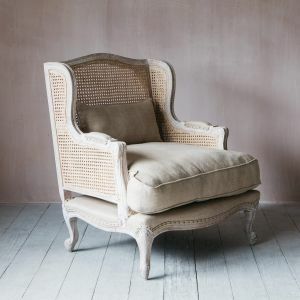 Caden Natural Linen Cane Armchair