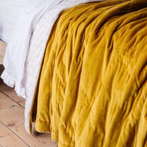Mustard Velvet Quilts with Printed Reverse