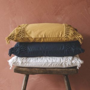 Natural Cotton Tassel Rectangular Cushion