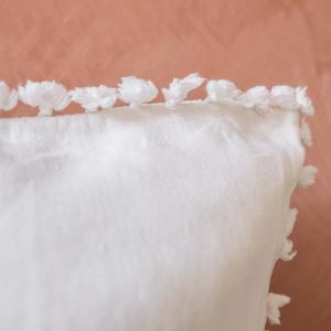 Large Natural Linen Tassel Cushion