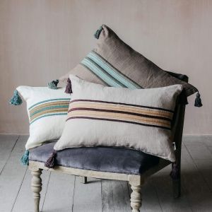 Purple and Cream Stripe Cushion