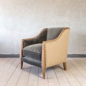 Maguire Grey Velvet Armchair