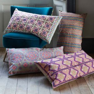 Anya Blue And Purple Mayan Print Rectangular Cushion