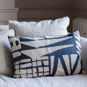 Rectangular Abstract Navy Cushions
