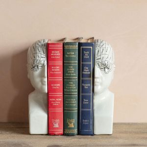 Antiqued Phrenology Head Bookends