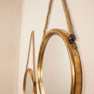 Gold Round Mirrors on Rope