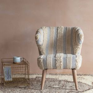 Mina Misty Blue and White Striped Armchair