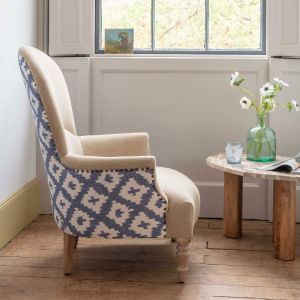 Louise Blue Ikat Backed Armchair