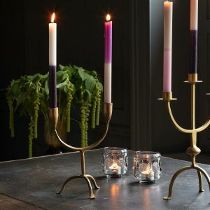 Brass Curved Double Candle Holder