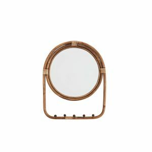Rattan Mirror With Hooks