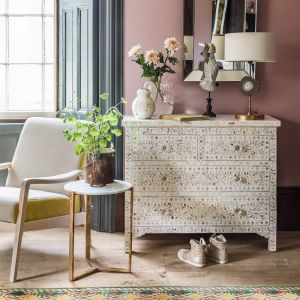Classic White Mother of Pearl Chest of Drawers