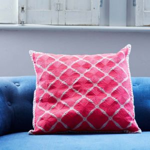Phulkari Pink Square Cushion