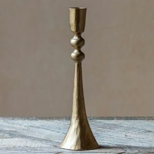 Antiqued Gold Fluted Ball Candle Holder