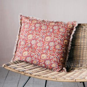 Red and Orange Floral Cushion
