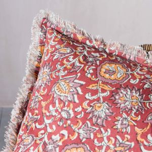 Red and Orange Floral Cushion