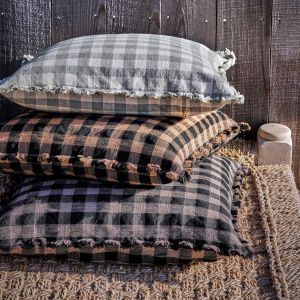 Black and Taupe Gingham Cushion