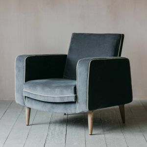Finn Grey Velvet Armchair