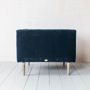 Dax Sapphire Blue Button Back Armchair