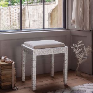 Maxi White Mother of Pearl Stool