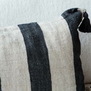 Black Stripe Tassel Cushion