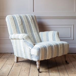 Avree Misty Blue and White Striped Armchair