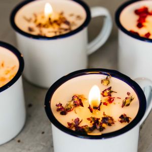 Enamel mug scented candles