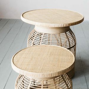 Set of Two Rattan Side Tables