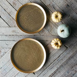 Set of Two Round Hammered Trays