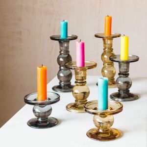 Coloured Glass Candlesticks