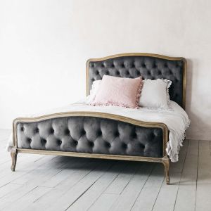 Sophia Grey Velvet King Size Bed