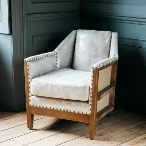 Hoxton Silver Leather Armchair